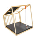 Klettergerüst, Sicherheitsmatte, Holzrutsche, Ringe, Tau, Hängeschaukel mit Rückenlehne