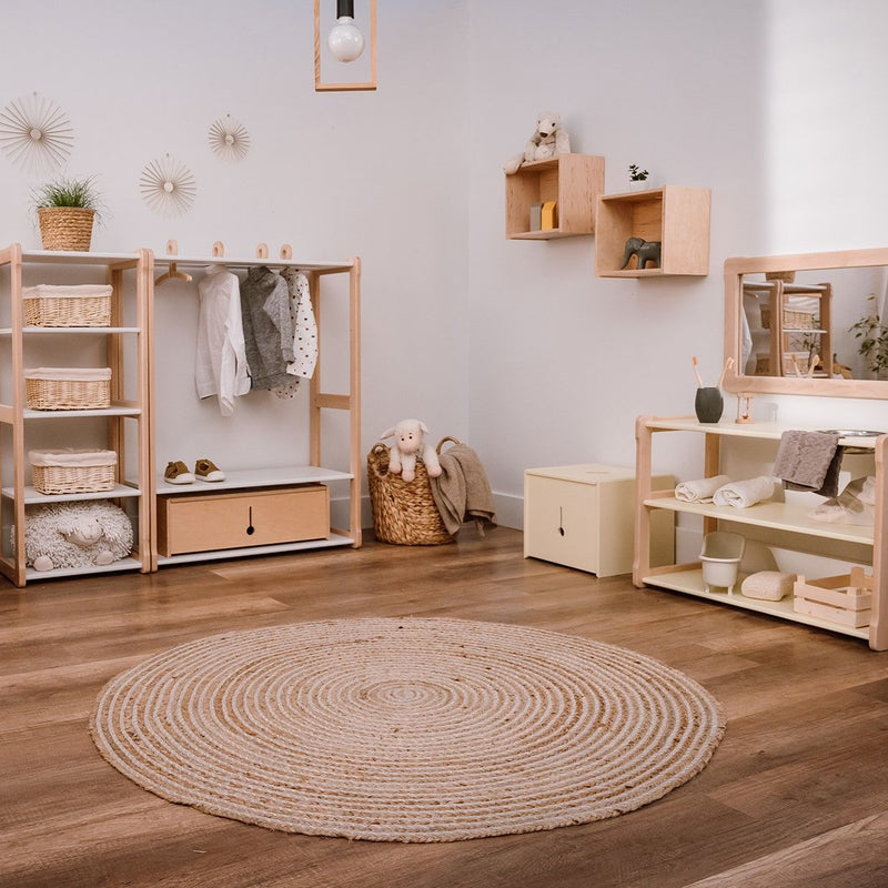 Garderobe mit Regal kombiniert mit Maxi-Regal - Montessori®