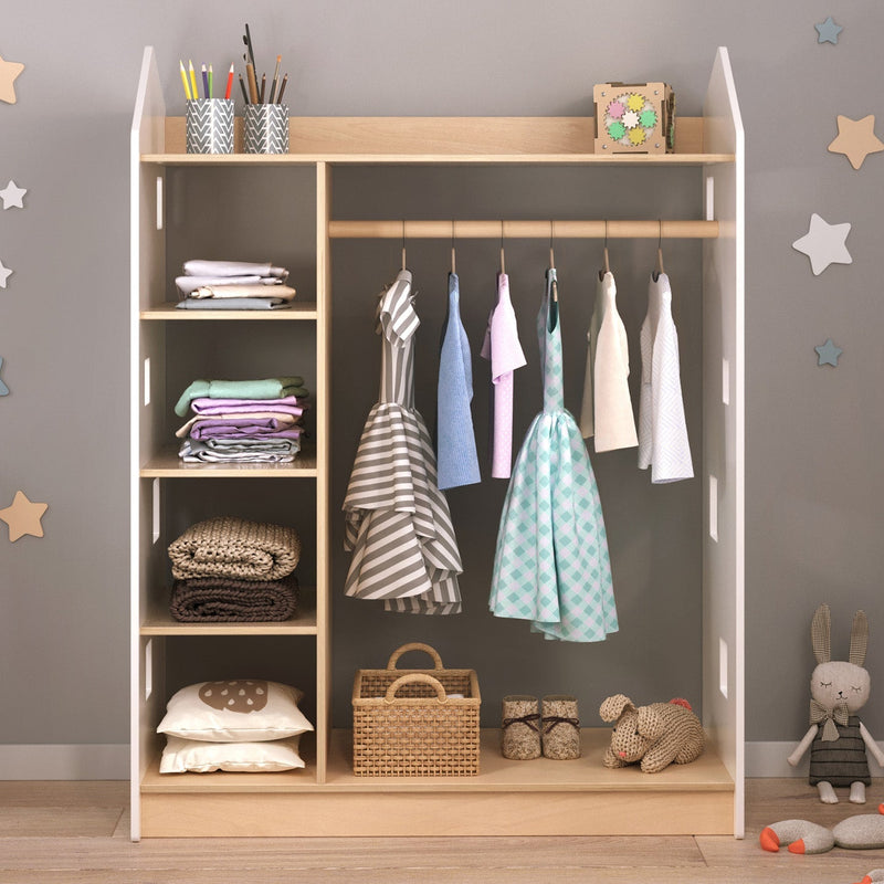 Offener Kinderkleiderschrank in Form eines Hauses - Weiss