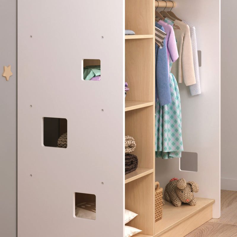 Offener Kinderkleiderschrank in Form eines Hauses - Weiss