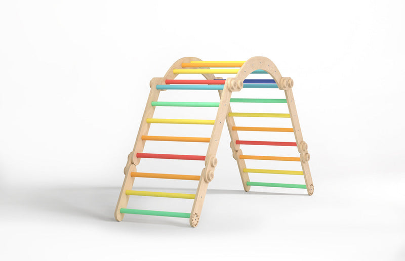 Maxi-Klettergerüst für Kinder (Set L mit Schaukel) Regenbogenfarben