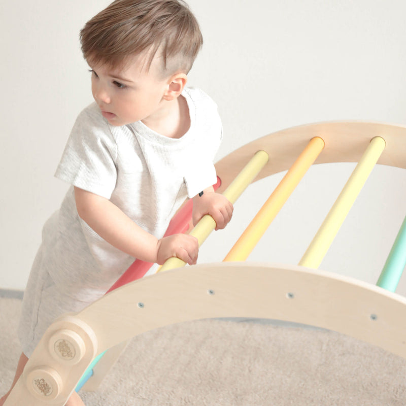 Maxi-Klettergerüst für Kinder (Set L mit Schaukel) Regenbogenfarben