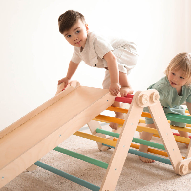 Flexi-Klettergerüst für Kinder (Set M mit Rutsche) Hell