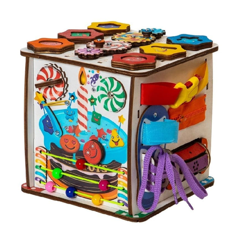 Aktiv-Würfel, Sensorisches Busycube, Montessori Lernspielzeug - Emoticons - Bim-ba.Shop